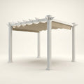 Vinyl Canopy Pergola Built for Weather Resistance, 10x10 Foot Coverage, Adjustable Canvas Shade, White