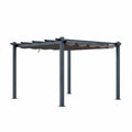 10 Ft. W X 10 Ft. D Aluminum Pergola Outdoor with Dark Gray Retractable Canopy