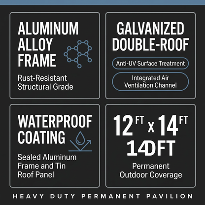 12'X14' Hardtop Gazebo, Heavy Duty Aluminum Permanent Hardtop Gazebo Outdoor Pavilion with Curtains and Netting for Garden — Results & Stats