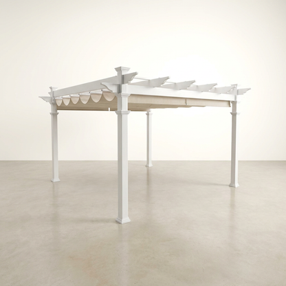 120"L X 120"W X 108"H Vinyl Malibu Canopy Pergola, White, VA42057 — Studio Shot