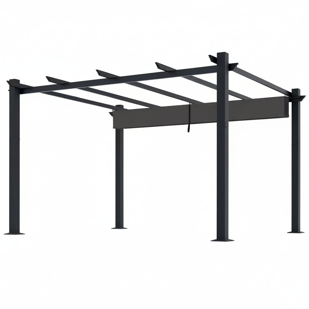 16' x 12' Aluminum Pergola with Retractable Dark Gray Canopy