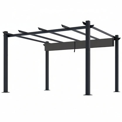 16' x 12' Aluminum Pergola with Retractable Dark Gray Canopy