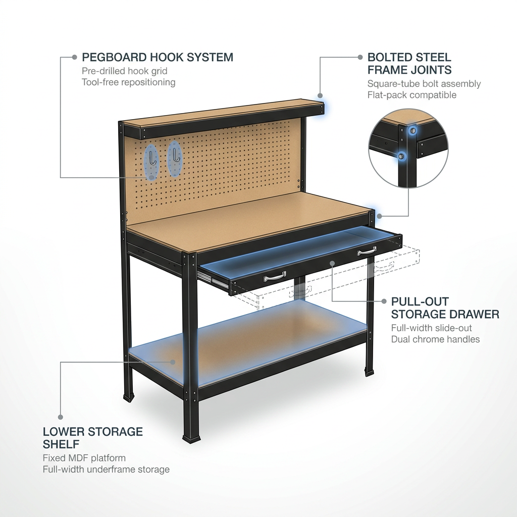 Wood Work Bench 115 Cm — How It Works