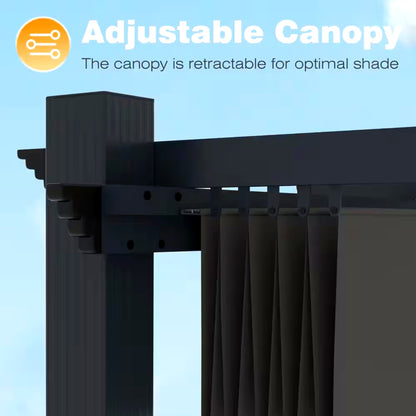 16' x 12' Aluminum Pergola with Retractable Dark Gray Canopy