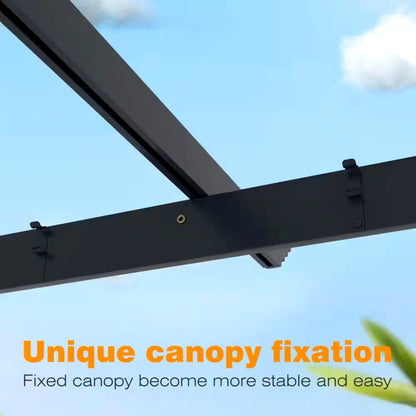 16' x 12' Aluminum Pergola with Retractable Dark Gray Canopy